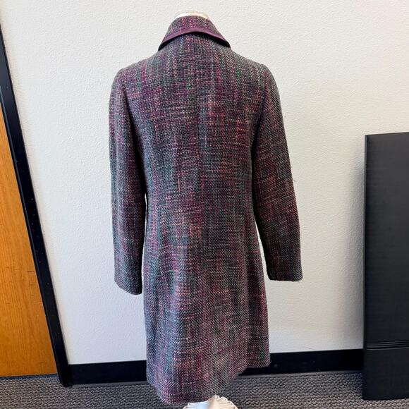Apostrophe Trench Pea Coat Womens Multicolor Woven Tweed Double Breasted Size 12 - Picture 4 of 15